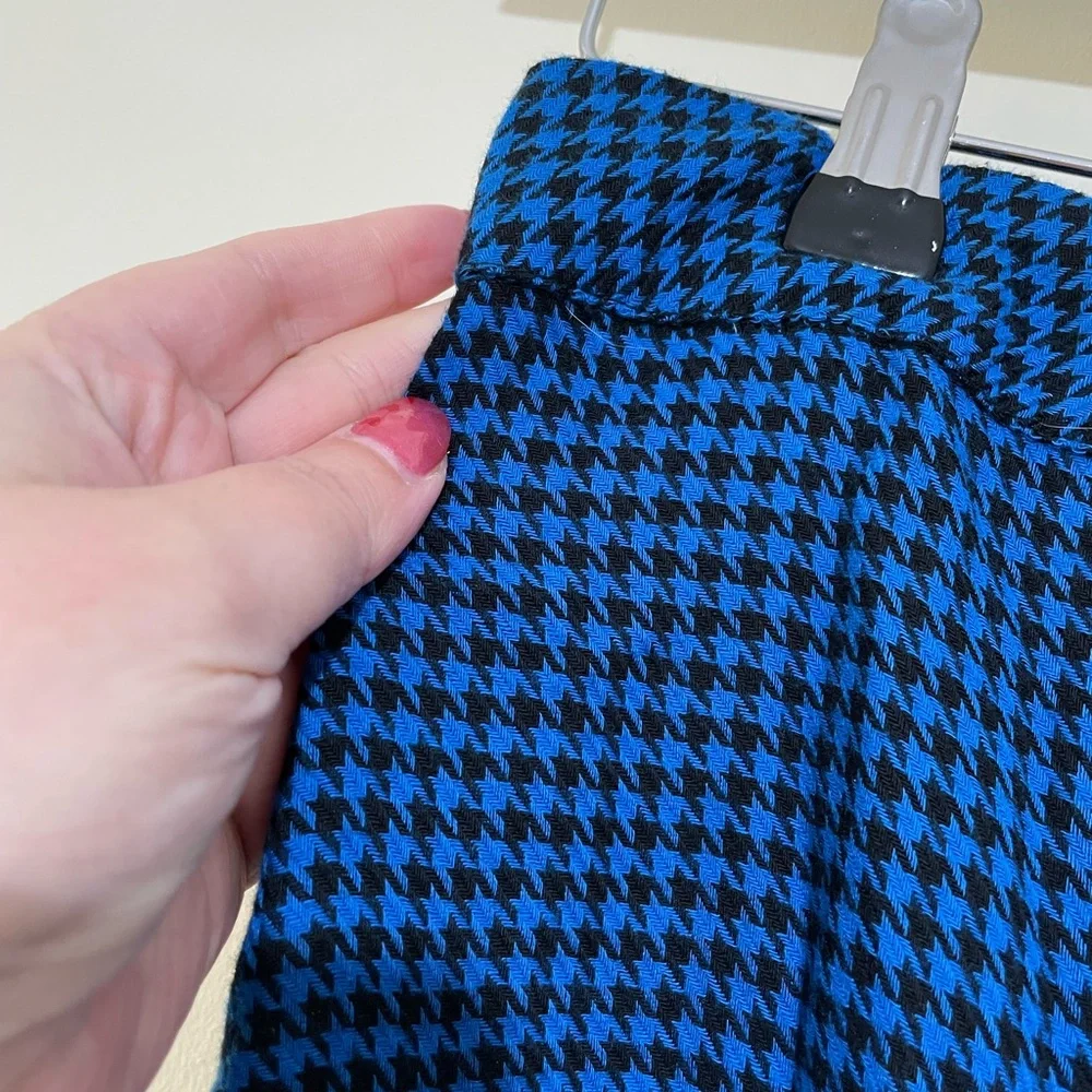 Hush Zuri Blue Black Houndstooth Check Ruffle Frill Wrap Skirt Size 10 Midi - Picture 4 of 9